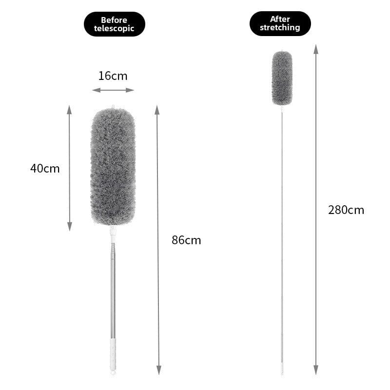 Espanador Eletrostático Flexível Telescópico, Lavável Removível Dobrável, Extensor Até 2,80 metros, Para Limpeza de Casa Life Store 1 peça 280 cm - Cinza