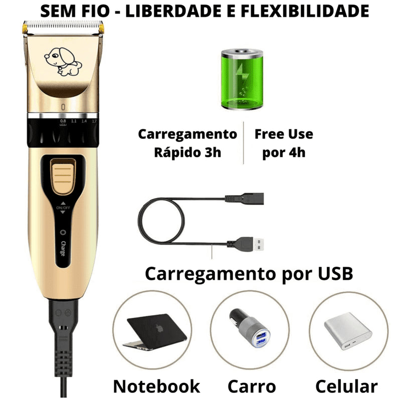 Aparador de Pelos Profissional sem Fio para Pet's Life Store 