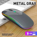 Mouse Sem Fio Recarregavel com LED Luminoso Bluetooth 2.4G / Wi-fi Life Store Cinza 