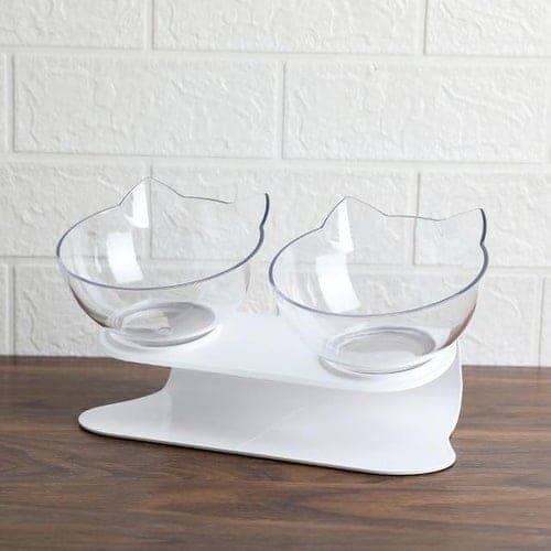 Tigela Ortopédica Anti Vômito para Gatos pets 4 Life Store Dupla Transparente 